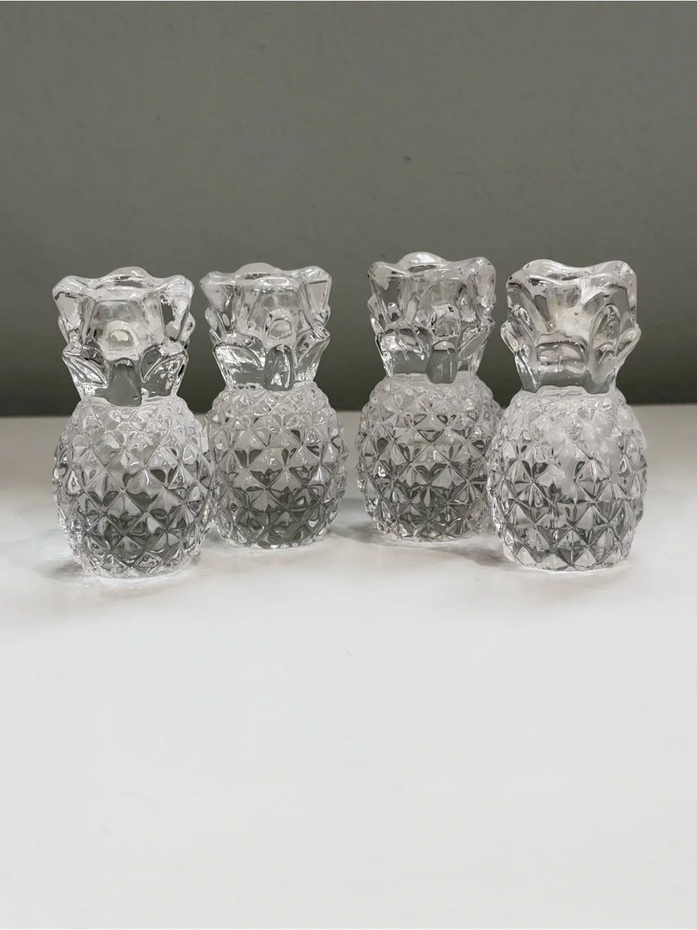 Williams Sonoma Pineapple Candle Holders Set of 4 Preppy Coastal Home Decor